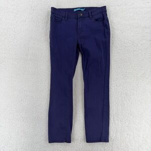 Tori Richard Pants Womens 0 Navy Blue Stretch Cotton Slim Straight Chino Casual